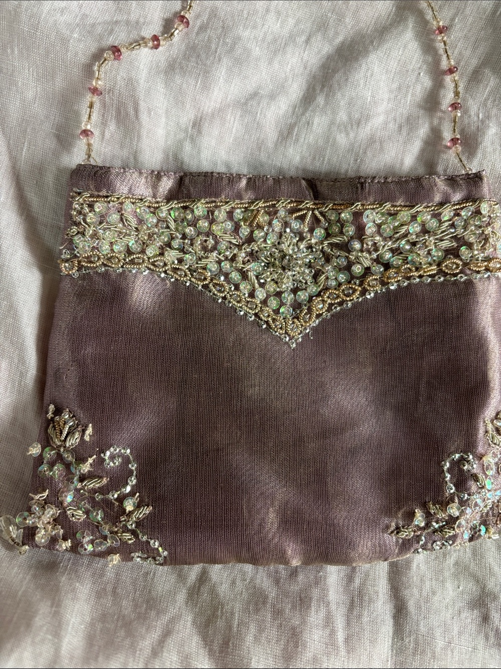 Beaded pale lilac Evening Bag with Beaded Strap ACCESORIZE 🇬🇧
